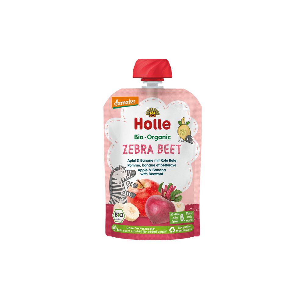 Holle Zebra Beet - Pouch Apple & Banana With Beetroot 100 g
