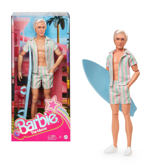 Barbie The Movie Ken Doll in Striped Beach Set (JBJ54)