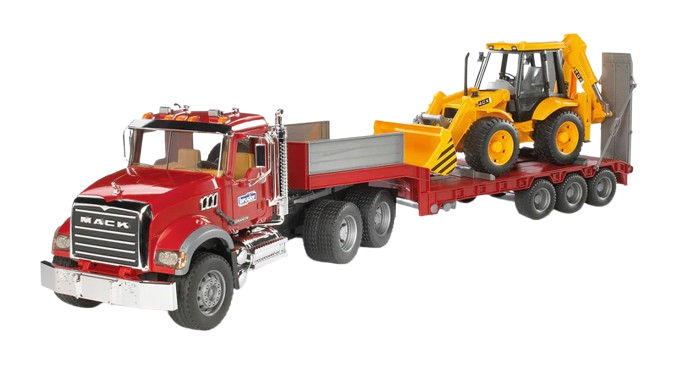 Bruder MACK Granite Flatbed with JCB Backhoe Loader (02813)