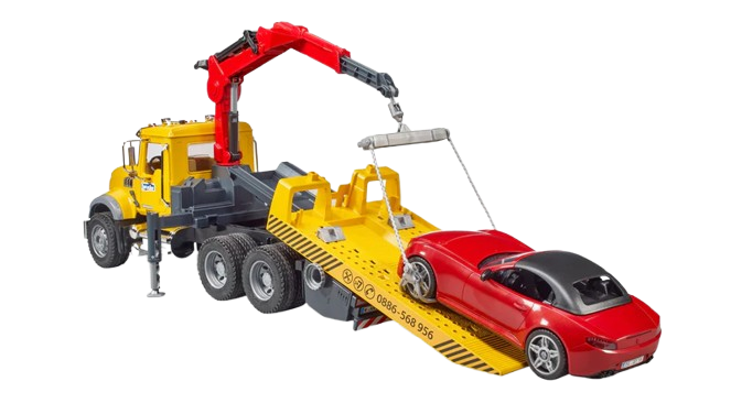 Bruder MACK Granite Tow Truck with Bruder Roadster (02829)