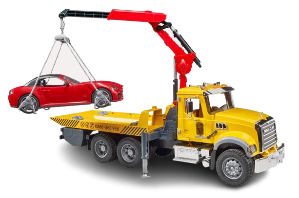 Bruder MACK Granite Tow Truck with Bruder Roadster (02829)