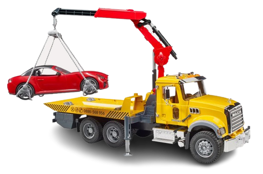 Bruder MACK Granite Tow Truck with Bruder Roadster (02829)