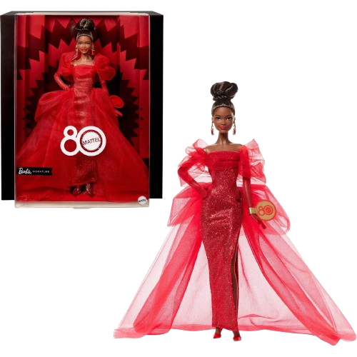Barbie Signature Mattel 80th Anniversary Doll in Red Tulle Gown (JBJ18)