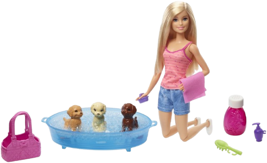 Barbie Doll & Pets Puppy Bath-Time Playset (GDJ37)