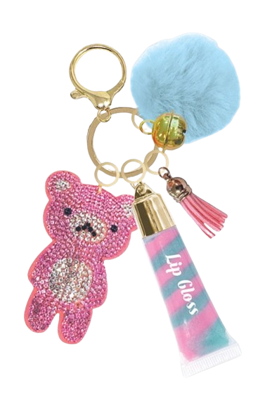 Hot Focus Trendy Swirl Lip Gloss with Key Chain, Gummy Bear 147GB
