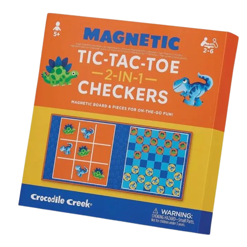 Crocodile Creek Magnetic Game - Tic Tac Toe & Checkers Dino