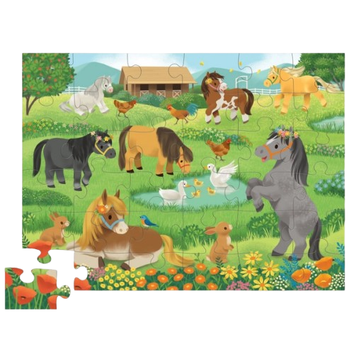 Crocodile Creek 36-Piece Shaped Box Puzzle - Pretty Ponies