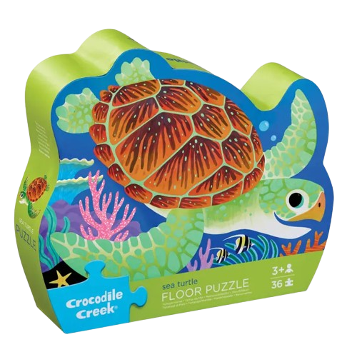 Crocodile Creek 36-Piece Foil Shaped Box Puzzle - Sea Turtle