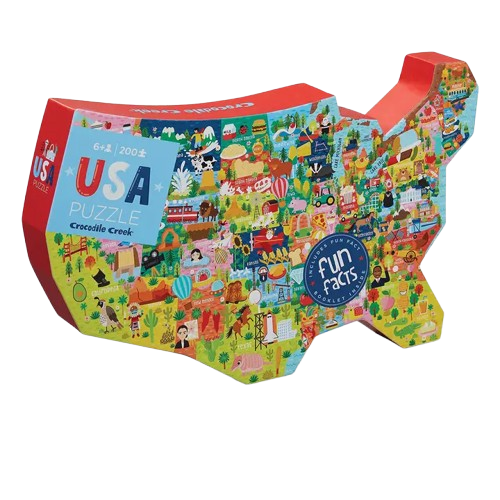 Crocodile Creek 200-Piece Puzzle - USA Shaped Box