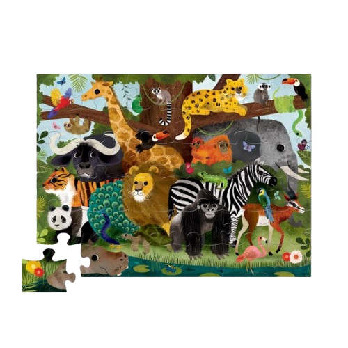 Crocodile Creek 36-Piece Shaped Box Puzzle - Jungle Friends