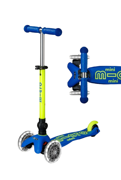 Micro Mini Foldable LED Scooter Neon Canary Yellow/Blue