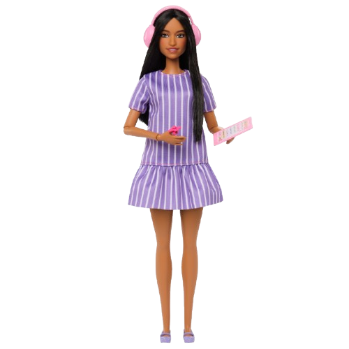 Barbie Fashionistas Doll #245 (Autistic Barbie) in Purple Striped Dress