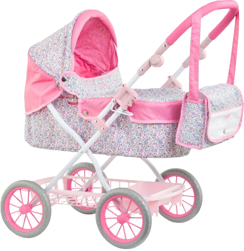 Corolle Pink Floral Doll Carriage — Fits 14"/17"/20" Dolls (141860)