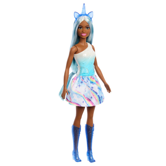 Barbie Unicorn Doll with Blue Hair and Ombre Outfit (HRR14)