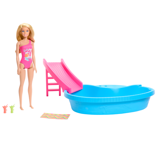 Barbie Doll and Pool Playset with Slide (HRJ74)