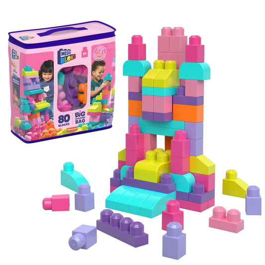 Mega Bloks Pink Big Building Bag, 80 Pieces (DCH62)