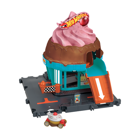 Hot Wheels City Downtown Ice Cream Swirl Track Set (HTN77)