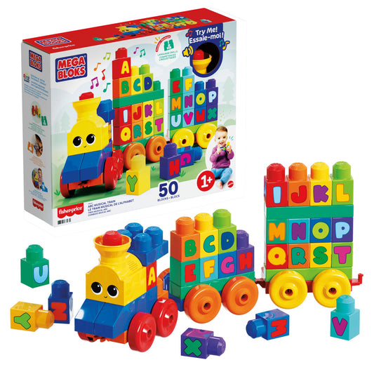 Mega Bloks First Builders ABC Musical Train, 50 Pieces (FWK22)