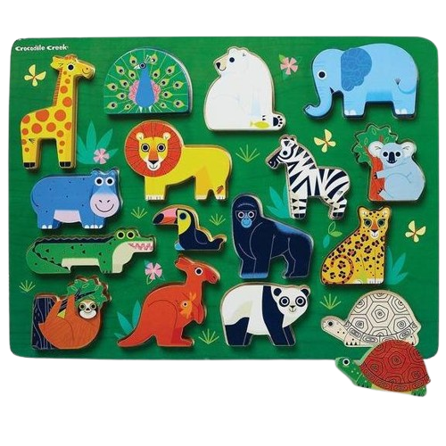 Crocodile Creek Zoo 16 Piece Wood Puzzle & Playset 28731