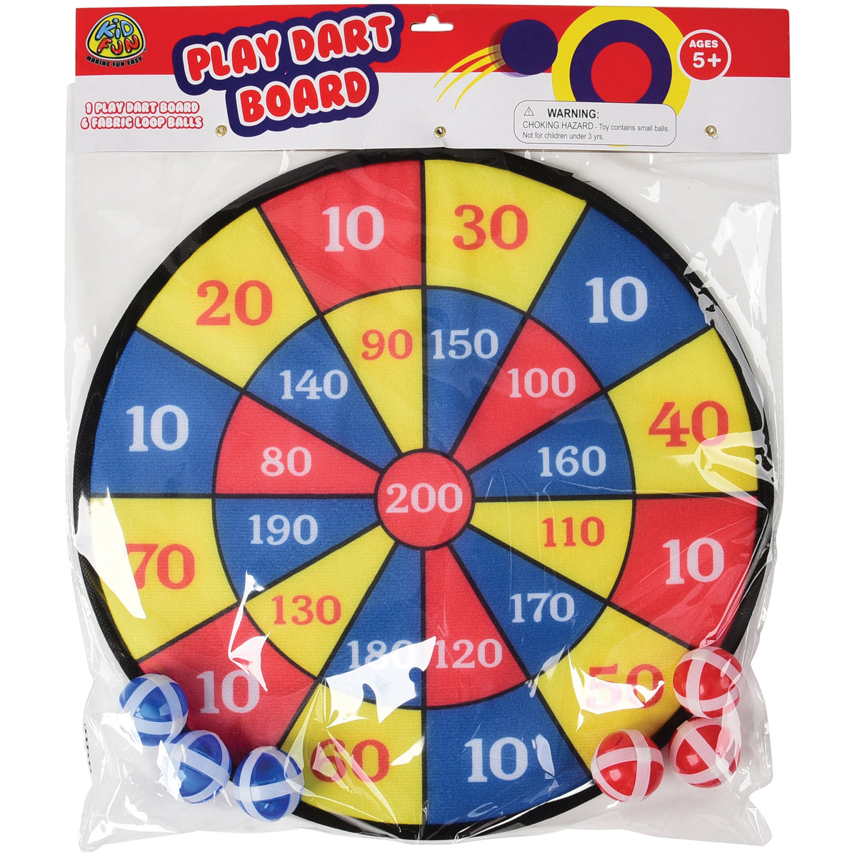 Kid Fun Play Dart Board with 6 Fabric Loop Balls (4955) — package
