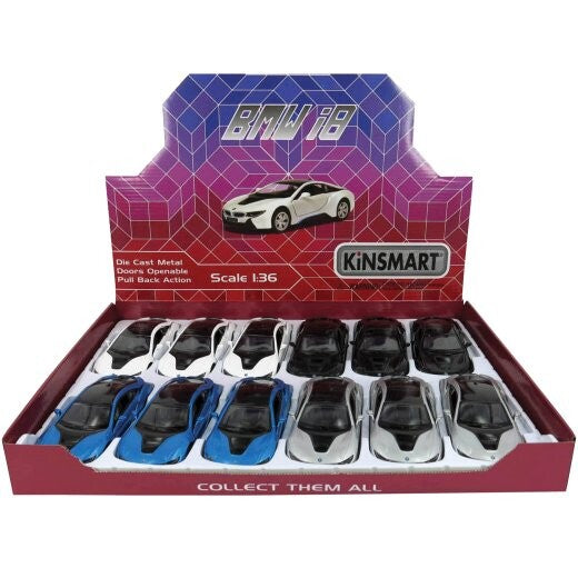 Kinsmart BMW i8 1:36 Pull-Back Die-Cast Car (MX622) — store display box