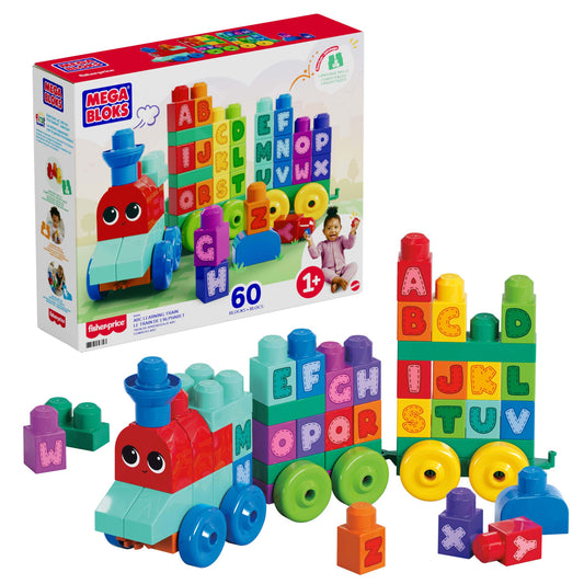 Mega Bloks ABC Learning Train 60-Piece Building Set (DXH35)